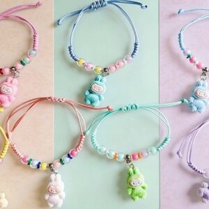 Labubu-Inspired Macramé Bracelet Mint & Seafoam